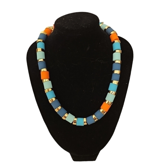 NWT Isaac Mizrahi Blue and orange Necklace - Picture 1 of 4